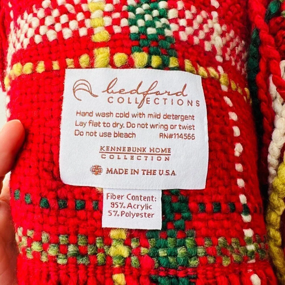 Bedford Collection home throw blanket, Red plaid, Made in USA